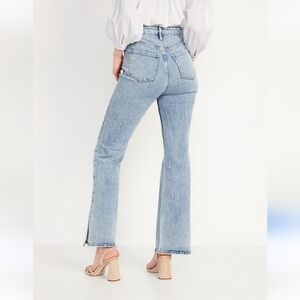 Old Navy Women's Higher-High-Rise Flare Side Slit Smooth pocket Jeans Size 0
